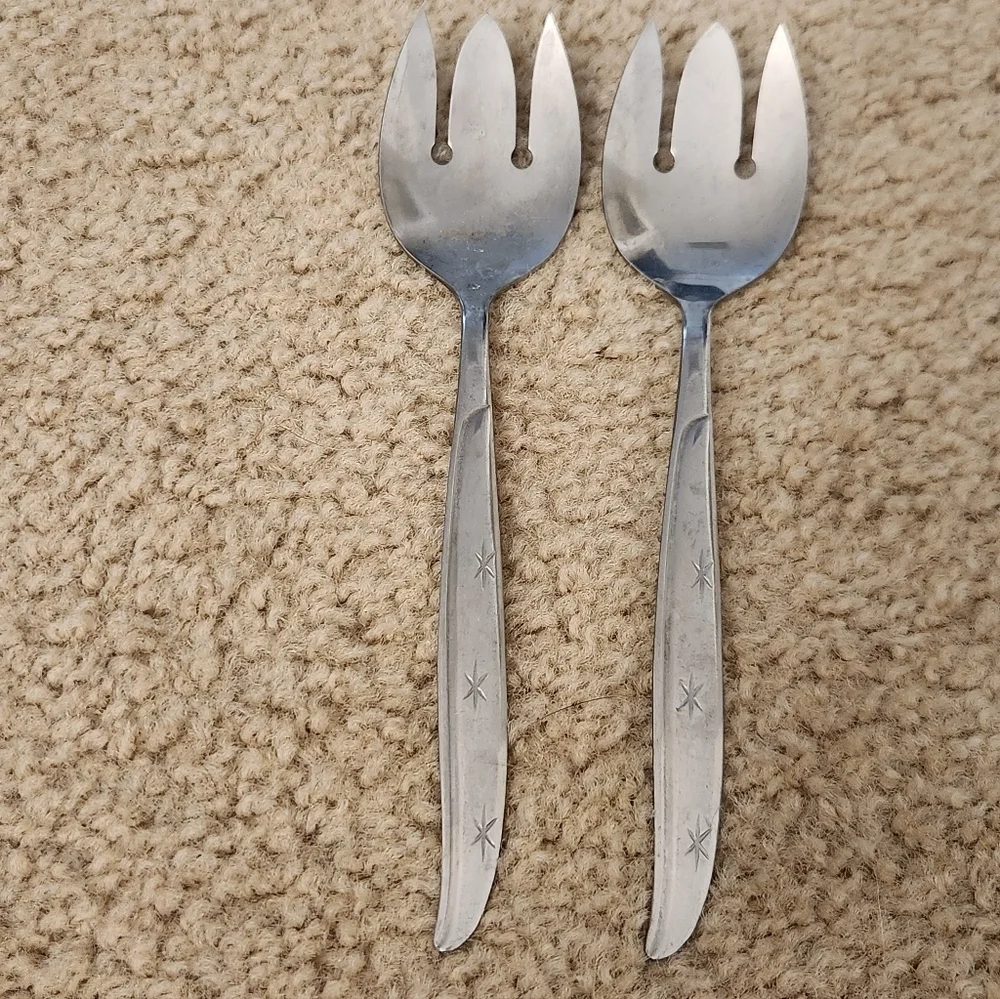 Set Of 2 Serving Forks‎ Stainless Steel Japan #Y
